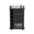 thumbnail image 5 of Black Rolling Bar Cart with Glass Door, 2 Shelves & Liquor Cubbies - Spacious Top Surface, Locking Casters - Mobile Serving Trolley for Home Bar, Kitchen, Dining Room, Party - 16.3" x 21.6" x 35", 5 of 8