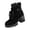 Black, variant on Brown Women'S Ankle Boots Round Toe Back Zipper Chunky Heel Flock Fabric Casual Outdoor Fall Winter Trendy Mid Heel Height Boots