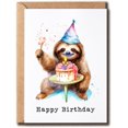 thumbnail image 1 of shiyou-Cute Sloth Birthday Card - Sloth Happy Birthday Greeting - Sloth With Bday Cake Card - Cute Congrats For Kids, White, 1 of 4