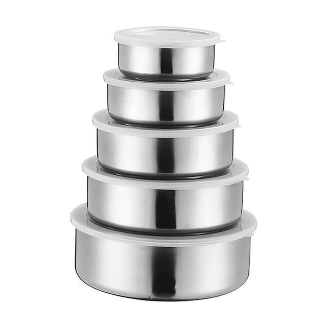 5 Pcs Stainless Steel Container with Lids, Home Kitchen Food Storage Organizers