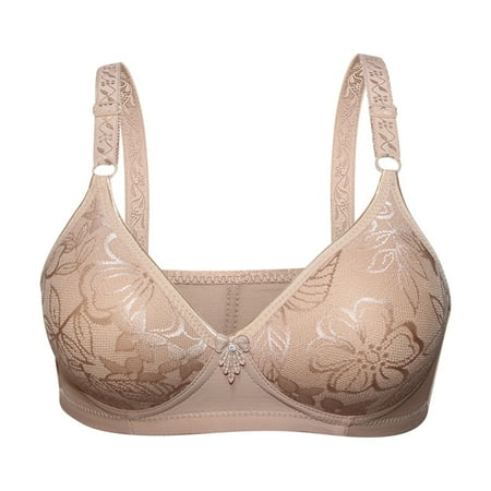 Ndbuld Bras for Women No Underwire Plus Size Women s Sexy Non Magnetic and Non Steel Ring Gathered Bra with Thin Cup and Adjustable Sexy Lace Bra Underwear On Claerance Khaki