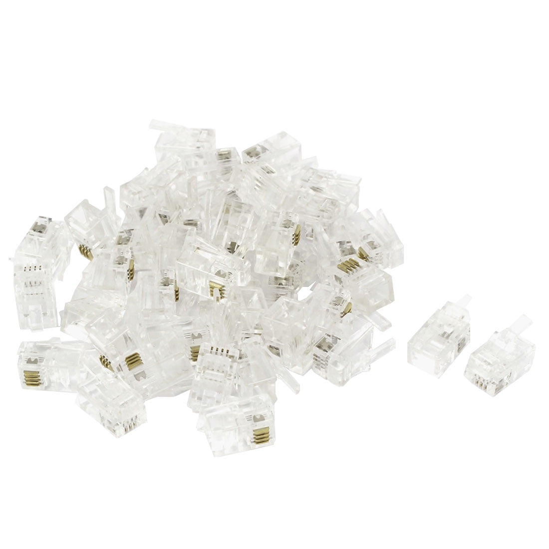 40 Pcs RJ9 4P4C Telephone Cable End Phone Adapter Connector Modular