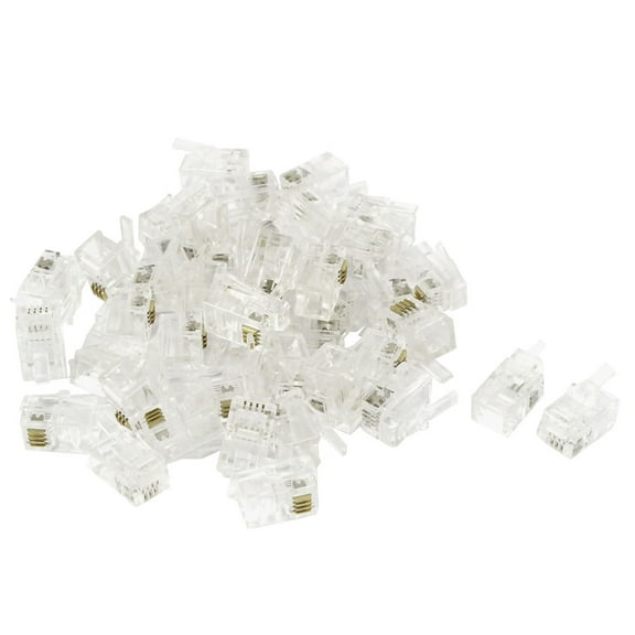 40 Pcs RJ9 4P4C Telephone Cable End Phone Adapter Connector Modular