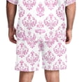 thumbnail image 5 of Mens Hawaiian Sets, 2 Piece Set for Men, Mens Beach Outfit, Pink Bow Lovely Pattern, Mens Matching Shirt and Shorts Set, 5 of 6