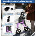 thumbnail image 7 of HOMLAND 3-Wheel Folding Walkers for Seniors, Lightweight Three Wheel Walker with Cane and Cup Holder, Height Adjustable Narrow Space Mobility Aid - Purple, 7 of 7