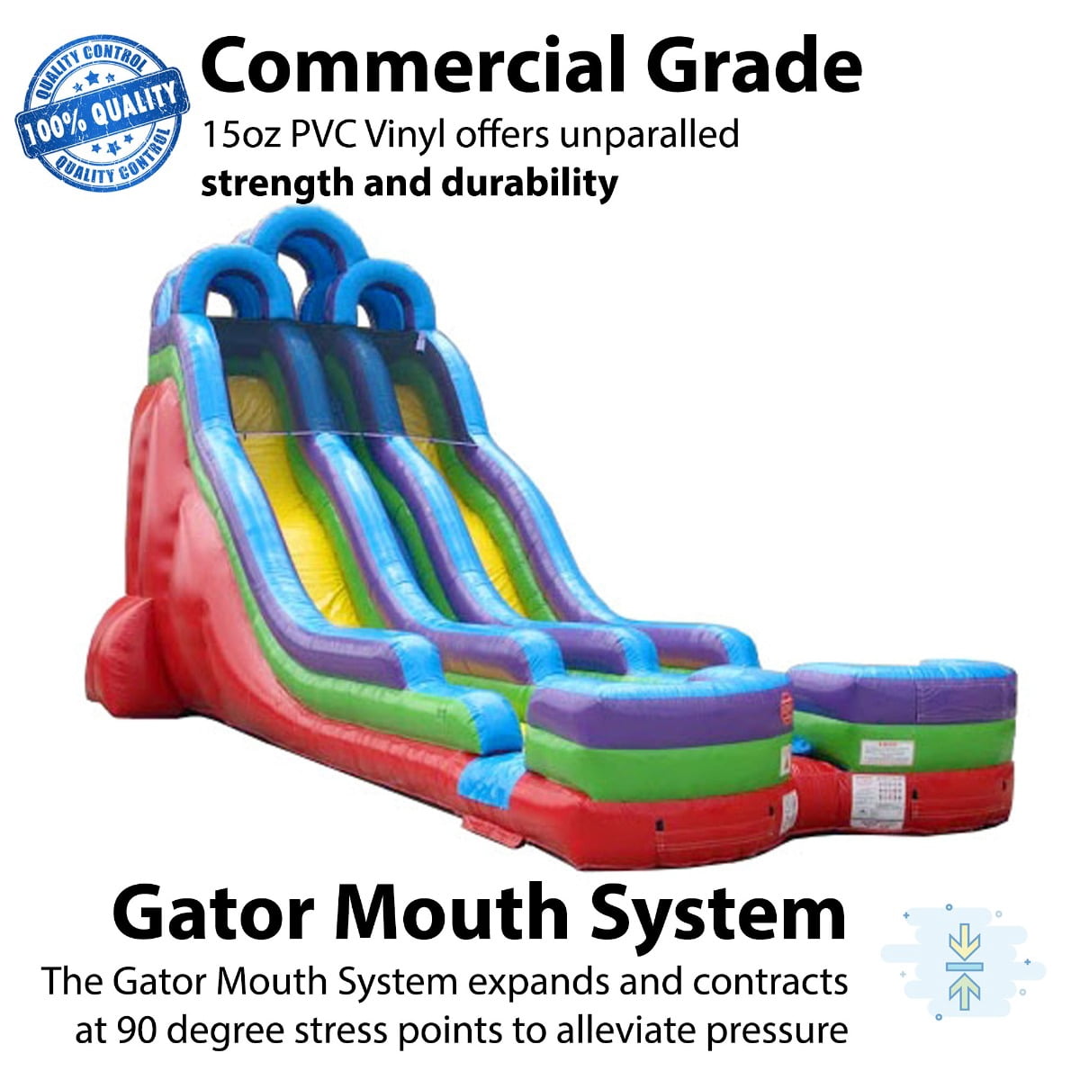 TentandTable Commercial Inflatable Water Slide, Retro Rainbow Dual Lane with Blower, 24 ft
