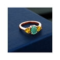 thumbnail image 3 of Gem Stone King 2.82 Ct Oval Green Malachite Yellow Citrine 18K Rose Gold Plated Silver Ring, 3 of 4