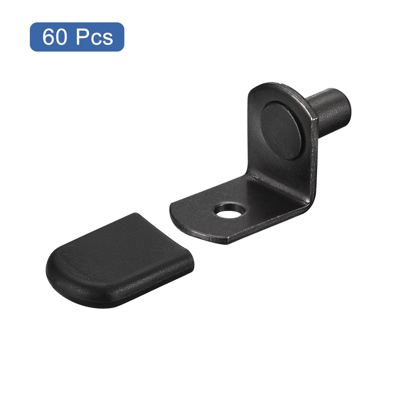 Uxcell Shelf Support Pegs, 60pack 6mm L-Shaped Shelf Pin with Rubber Sleeve, Black