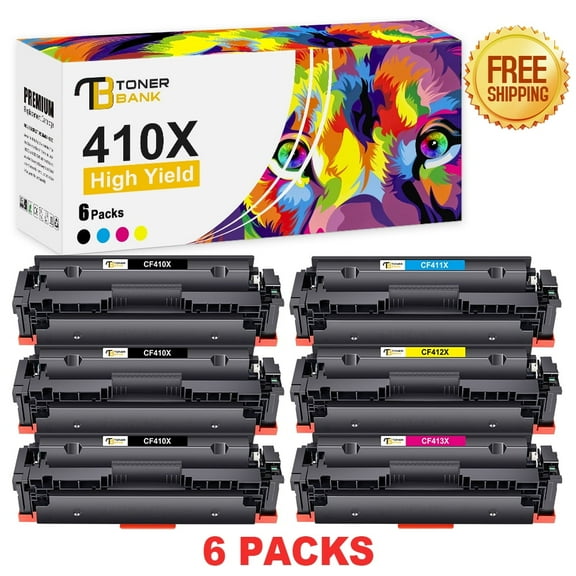 410A Toner Cartridges Compatible for HP 410A 410X CF410A CF410X M477fnw Color Laserjet Pro MFP M477fdn M452dn M477fdw M452nw M452dw M377dw M477 M452 Printer Ink (6 Pack)