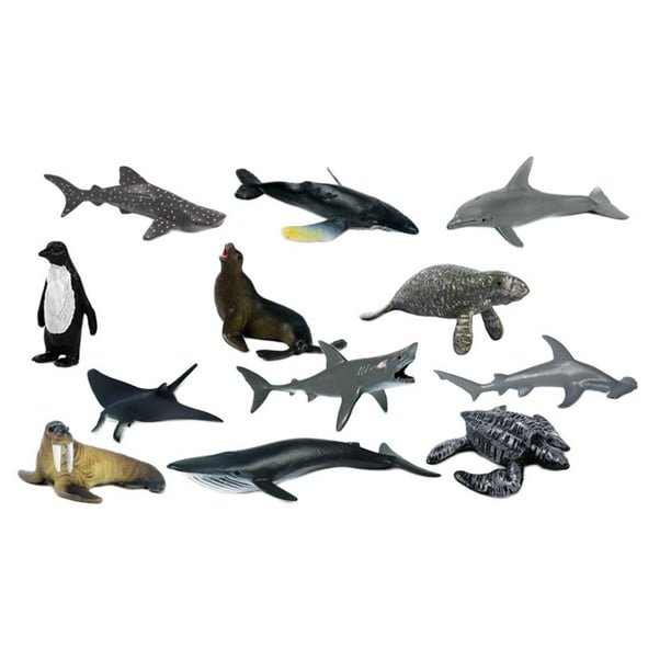 Paquete de 12 de Juguetes de Acuario marino Hugo Modelo de Naturaleza de Simulación Mini figura realista