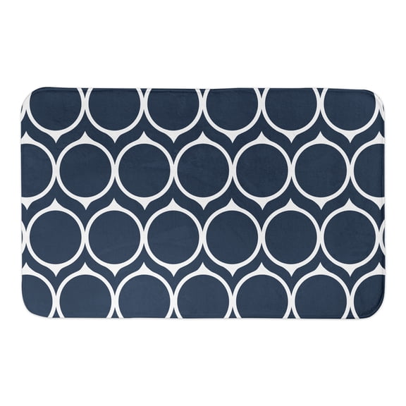 Creative Products Navy Mid Mod Circles 34x21 Bath Mat