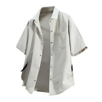 Dagugfen Work Tops for Men Button up Short Sleeve Loose Lightweight Casual Office Shirts with Pockets