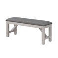 thumbnail image 3 of Transitional 6pc Dining Room Set Extendable Leaf Table Chair Bench Chalk Grey Color Wooden Fabric Home Furniture, 3 of 4
