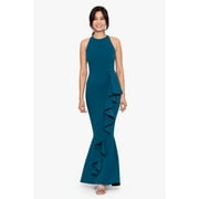 "Amani" Long Halter Scuba Crepe Dress