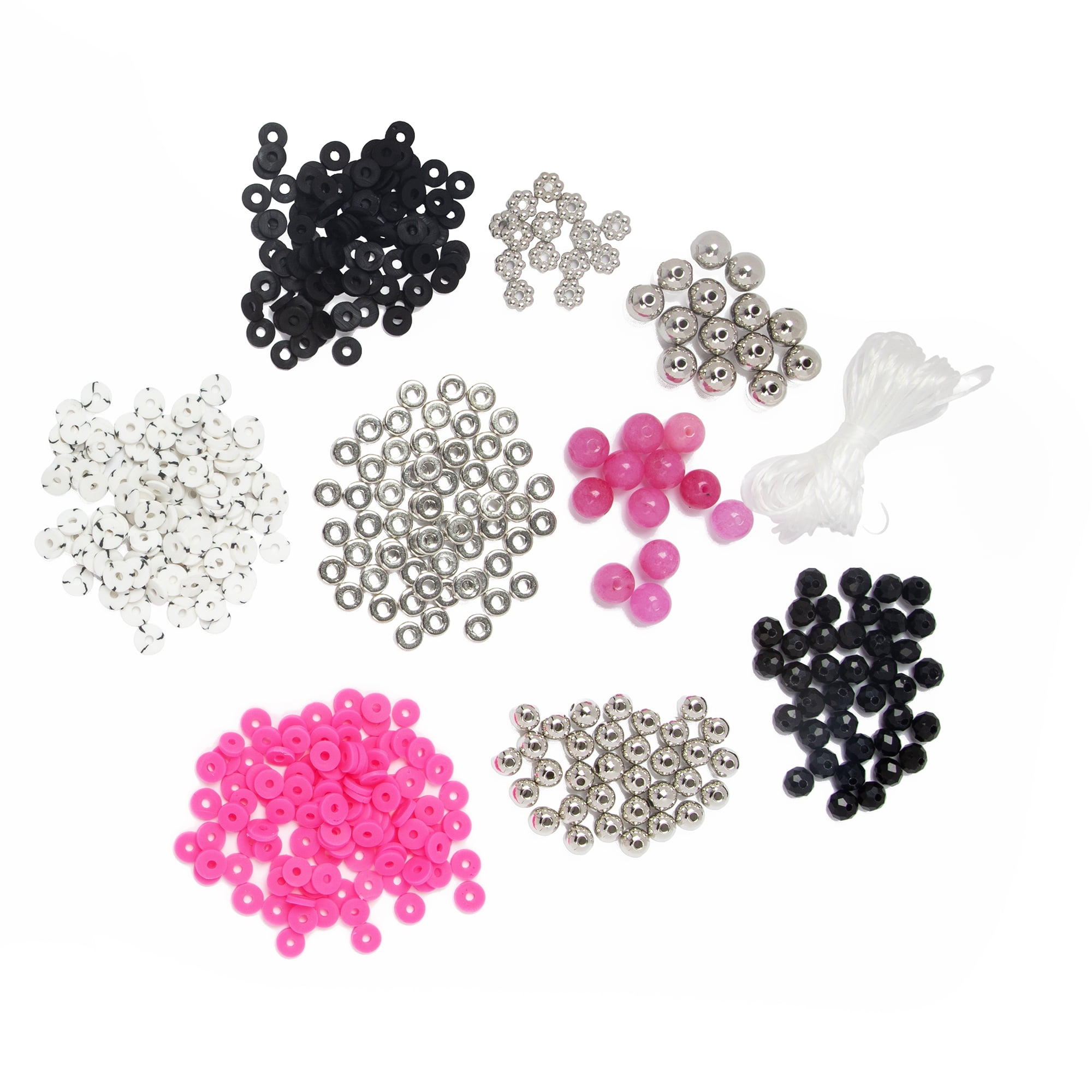 Cousin DIY Pink and Black Heishi Stack DIY Bracelet Kit, 564 Beads, Clay/Metal, Adult, 69995660