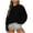 savings tops#01_Black, variant on Womens Oversized Texture Sweatshirts Trendy Crewneck Balloon Sleeve Pullover Hoodies Sweaters