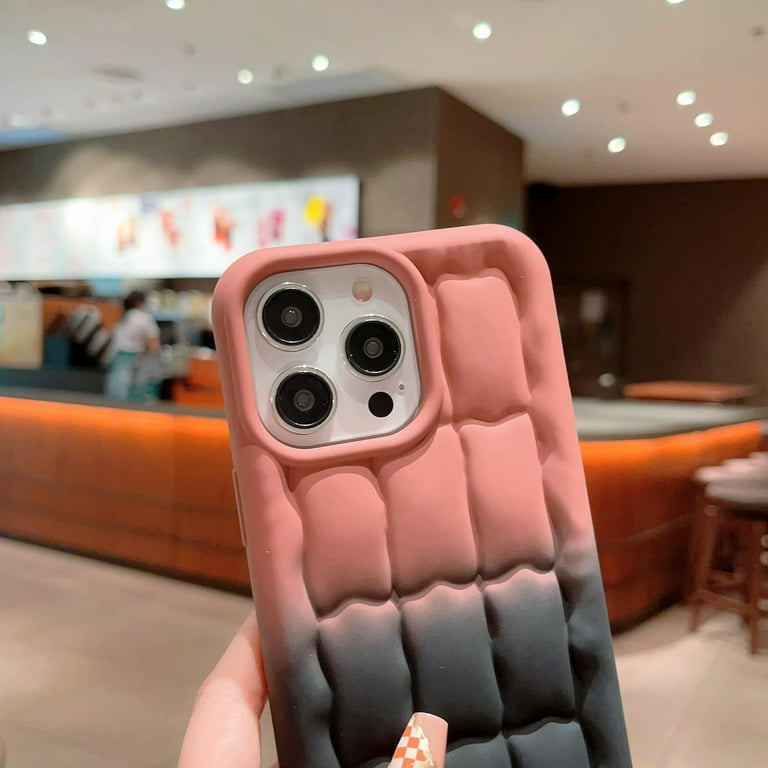 for iPhone 14 Pro Max Puffer Case, Soft Touch Down Jacket Puffy Camera Lens  Protection Shockproof Silicone Gradient Cases for Women Men 14 Pro Max 6.7"  (Sakura Pink Rose) - Walmart.com