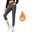 thumbnail image 2 of Winter Leggings for Women Winter Thermal Lined Leggings High Waisted Tummy Control Solid Color with Pocket Comfortable Casual Pants Long Underwear Women, 2 of 6