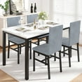thumbnail image 3 of 5 Piece Dining Room Table Set, Modern Dining Table Sets with Gray Velvet Upholstered Chairs for 4, Faux Marble Pattern Rectangle Kitchen Table Set for Bar Living Room Breakfast Nook Small Space, 3 of 11