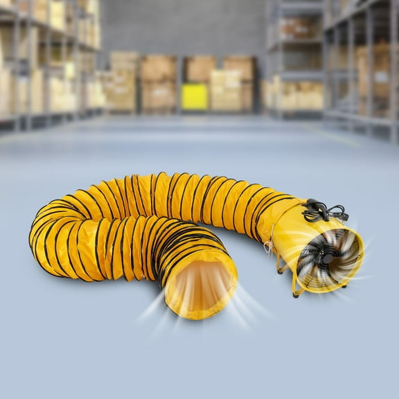 Utility Blower Fan, 16 Inches, 1100W 2160 & 3178 CFM High Velocity Ventilator w/ 32.8 ft/10 m Duct Hose, Portable Ventilation Fan, Fume Extractor for Exhausting & Ventilating at Home and Job Site