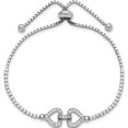 thumbnail image 2 of Sterling Silver Rhodium-Plated Cz Linked Hearts Adjustable Bracelet (Width 9.95) - Jbsp, 2 of 5
