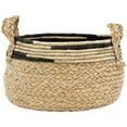 thumbnail image 4 of Northlight Set of 3 Khaki and Black Braid Weave Seagrass Storage Baskets with Handles 13.75", 4 of 6