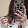 thumbnail image 5 of for iPhone 14 Pro Case with Charm Chain Flower Floral Cute Phone Case,Matte Clear Protective Phone Case with Love Heart Wrist Bracelet Shockproof for iPhone 14 Pro Case 6.1'', 5 of 6