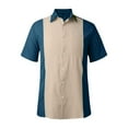 thumbnail image 4 of kamemir Men's Vintage Bowling Shirt Short Sleeve Button Down Summer Cuba Beach Shirts(Dark Blue,L), 4 of 6