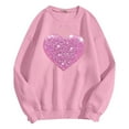 thumbnail image 4 of Arlun Valentines Sequins Heart Graphic Sweatshirts for Women Casual Long Sleeve Glitter Heart Graphic Pullover Tops Autumn and Winter Fashion Going out Outfits Pink XXL, 4 of 5