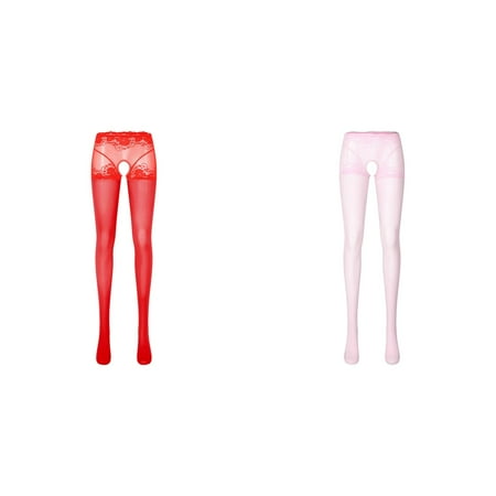 2-Pack Womens Oil Glossy Crotchless Pantyhose Stockings Stretchy Tights Sports Lingerie Lingerie for Women Stockings for Women Lingerie plus Size Lingerie for Women Lace Vintage Lingerie