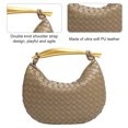 thumbnail image 2 of Bolso de mano de cuero tejido para mujer, bolso de mano, bolso de mano (marrón pino), 2 of 7
