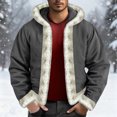 thumbnail image 2 of Men's New Fleece-Lined Hooded Cardigan Hoodie - Dark Gray M, 2 of 6