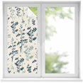 thumbnail image 2 of Blue Teal Botanical Window Privacy Film, Rustic Country Spring Floral Summer Leaf Static Cling UV Sun Blocking Tint Film Heat Control Windows Films for Bedroom Bathroom, Window Stickers 17.7"x39.3", 2 of 8