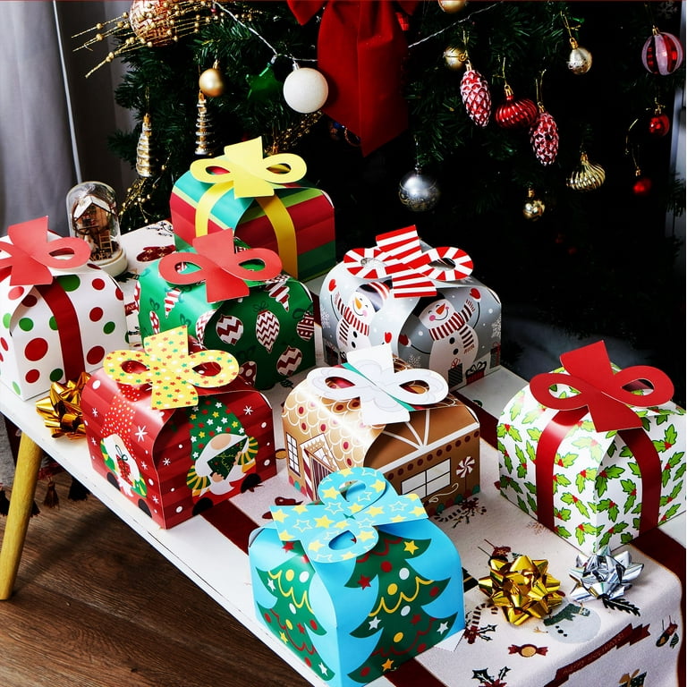 Joyfy 24 Pcs 3D Christmas Goody Gift Boxes with Bow - Walmart.com