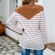 thumbnail image 5 of Mujeres Cuello Redondo Rayas Manga Larga Bloque De Color Jersey Tops Sudaderas Camisas Blusas para Oficina En Casa, 5 of 7