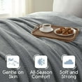 thumbnail image 3 of Vellux King Plush Texture Blanket | Ultra Soft Lightweight All-Season Throw | Grey, 3 of 6