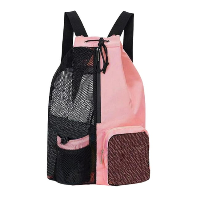 Mochila de Gimnasio con Cordón, Ligera, Plegable, de Nailon, Portátil, de Gran Capacidad, para Hombre Y Mujer, con Bolsillo para Artículos Húmedos. rosa