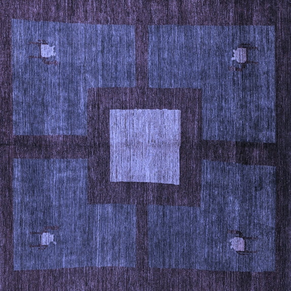 Ahgly Company Indoor Square Abstract Blue Modern Area Rugs, 8' Square
