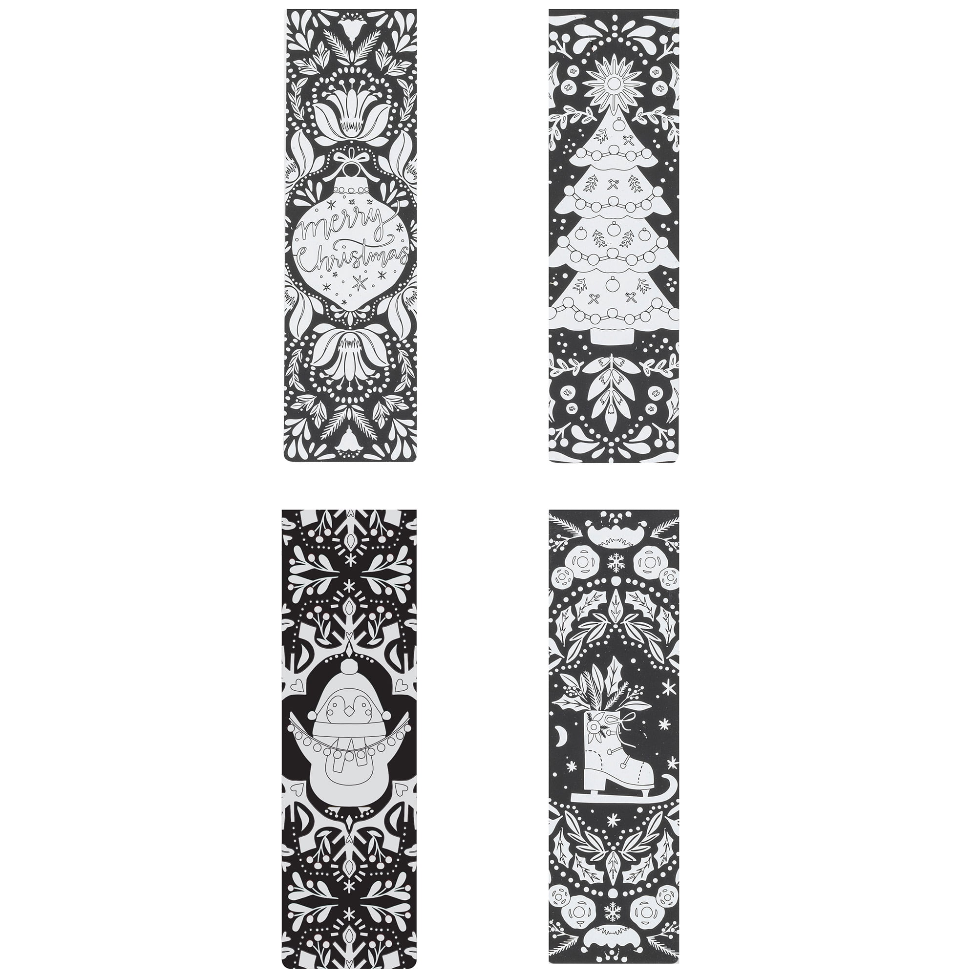 Brea Reese: Scratch Art Bookmark Kit - Penguin Buddy - 10 Holiday-Themed Bookmarks, Stylus, Metallic Accents, Guided Art, DIY Christmas Adult Craft