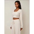 thumbnail image 4 of Soft Touch Textured Top & Wide Leg Pants Knitted Co-ord Set, 4 of 5