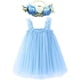 thumbnail image 5 of Vestido de verano popular para niñas, vestido de princesa dulce de malla, falda con orejas de madera y tocado, 5 of 5
