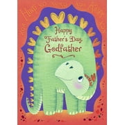 Designer Greetings Green Dinosaur with Heart Shaped Spikes Juvenile / Kids Father's Day Card for Godfather