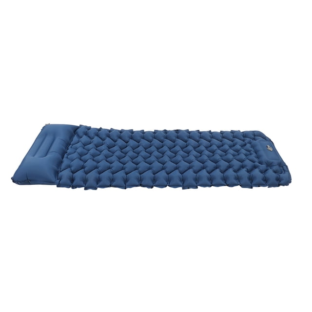 Colchoneta inflable para dormir, diseño ergonómico, con bolsa de almacenamiento para oficina, camping al aire libre, color azul marino.