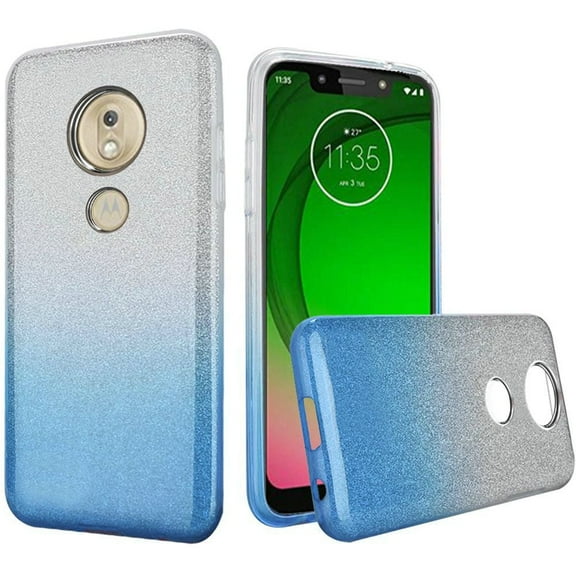 GSA Gradient Glitter Candy Case for Motorola Moto G7 Play, XT1952 Blue