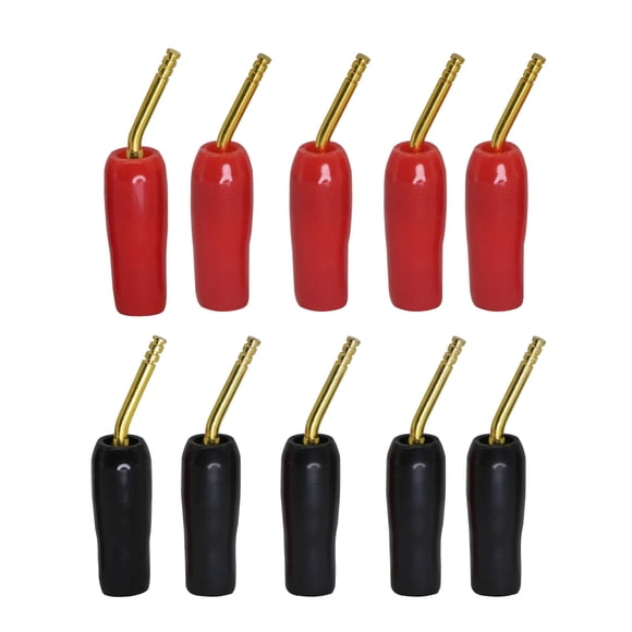 Adaptador de conector de cable de altavoz CERRXIAN, chapado en oro, 2 mm, tipo banana, tipo tornillo (negro y rojo, paquete de 10)