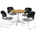 thumbnail image 3 of OFM Multi-Use Break Room Package, 36" Round Table with Stars Stack Chairs, Oak Finish with Chrome-Plated Steel Base and Sage Green Seats (PKG-BRK-167), 3 of 5