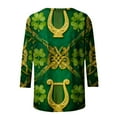 thumbnail image 5 of Mceream St Patricks Day T-Shirt pour Femmes Drôle Manches 3/4 Hauts Mignons Décontractés Col Rond T-Shirts Graphiques Trèfle Imprimé Floral 2026 Hauts Chemisiers Grande Taille Vert P, 5 of 5