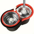 thumbnail image 2 of Multicolor 360° Spin Mop and Bucket Set with Built-in Wringer, 3 Microfiber Pads, Stainless Steel Extendable Pole, Effortless Floor Cleaning for Home Use, 2 of 11