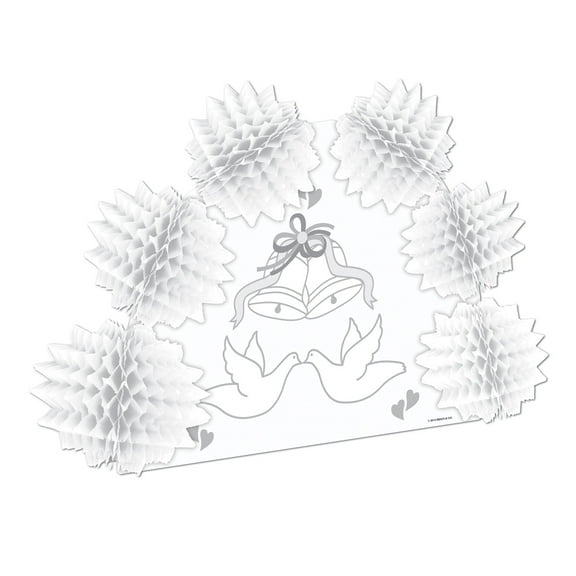 Party Central Club Pack of 12 White Wedding Dove with Honeycomb Table Centerpieces 10"