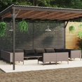 thumbnail image 1 of vidaXL 12 Piece Patio Lounge Set with Cushions Poly Rattan Dark Gray, 1 of 5